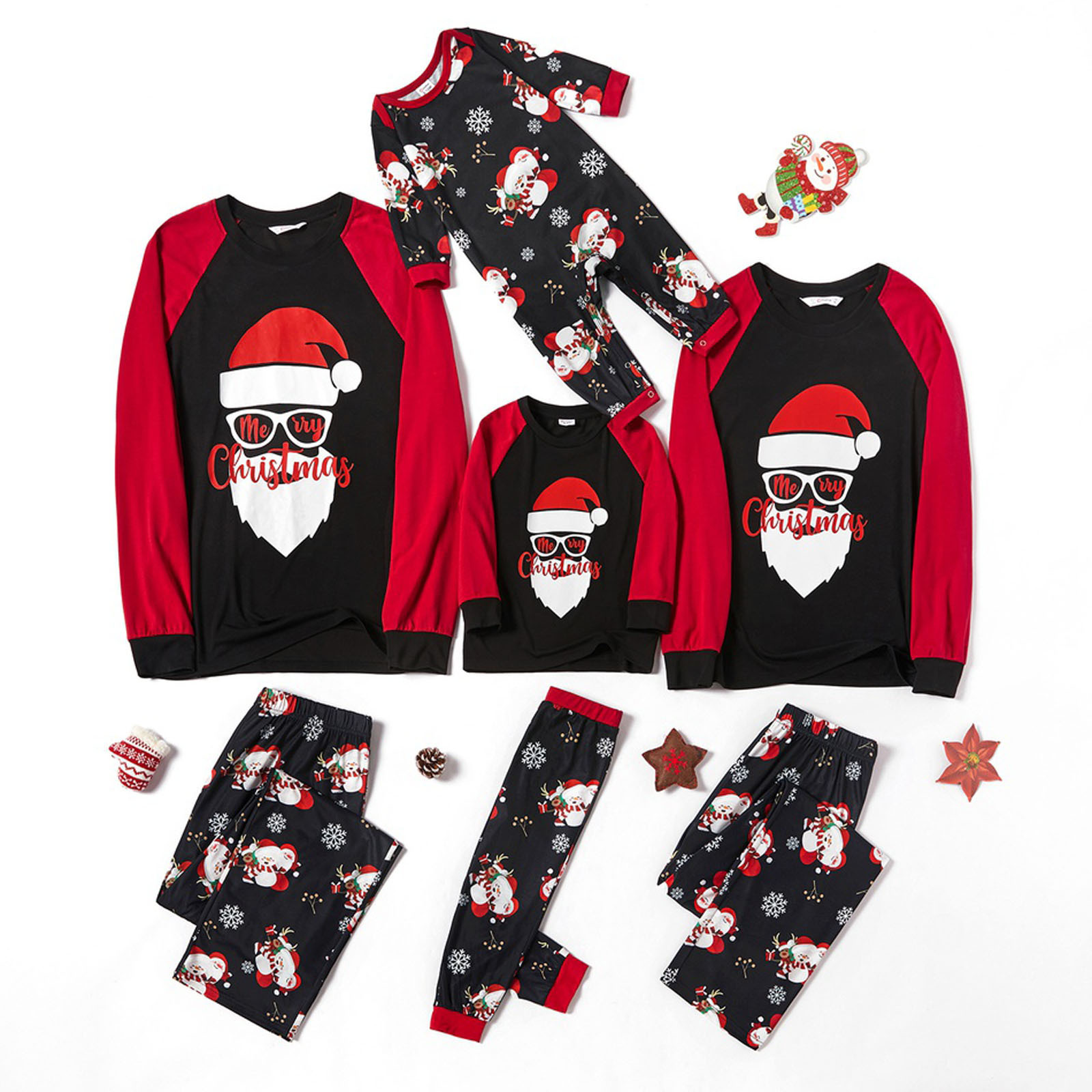 Santa Claus pajamas set with black background