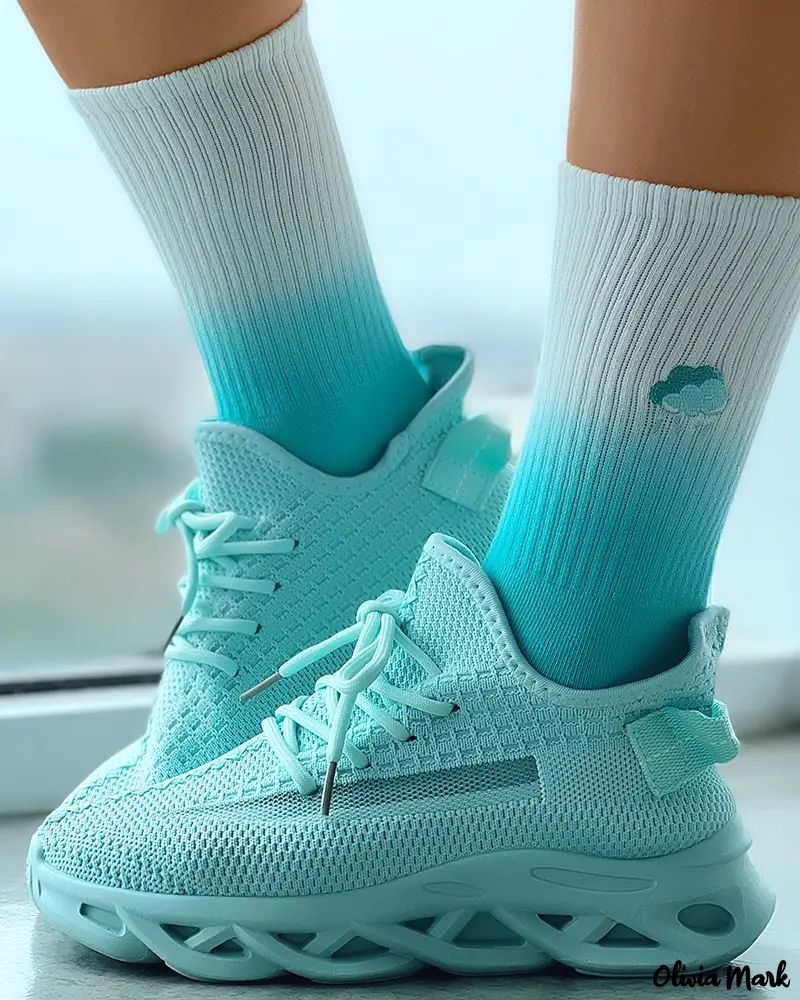 Breathable knit lace-up sneakers